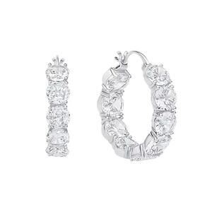 Cubic Zirconia Inside Outside Hoop Earring